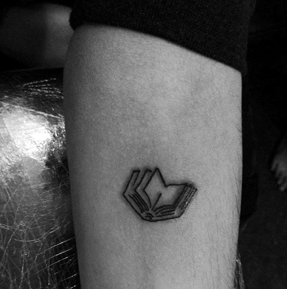 Simple Book Mens Inner Forearm Tattoo