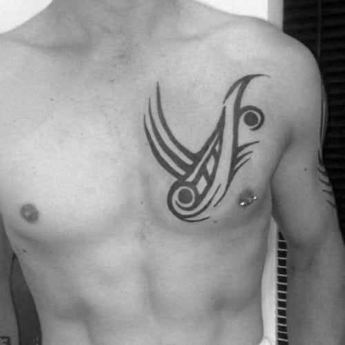 Simple Chest Tribal Male Tattoo Ideas