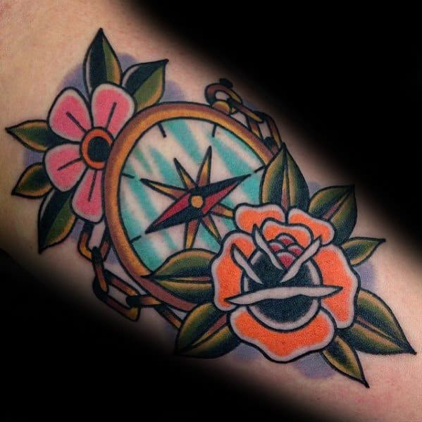 Simple Compass Themed Tattoo Ideas For Men