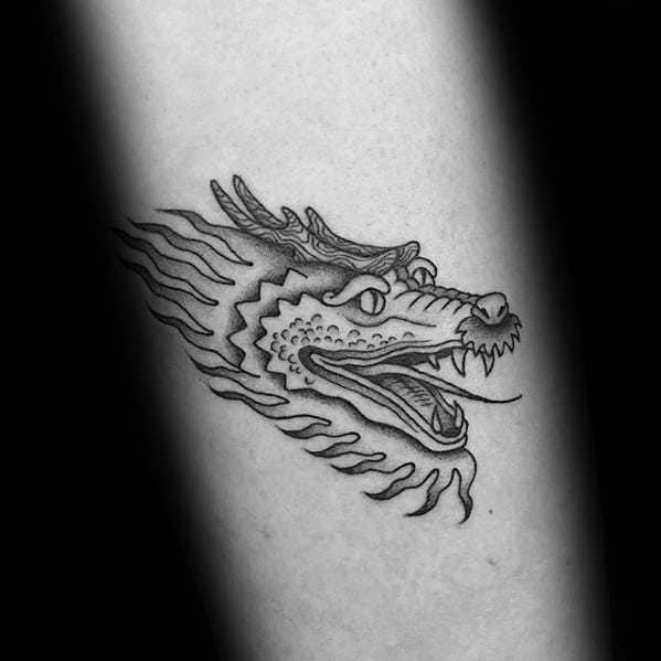 Simple Dragon Head Forearm Tattoos Male
