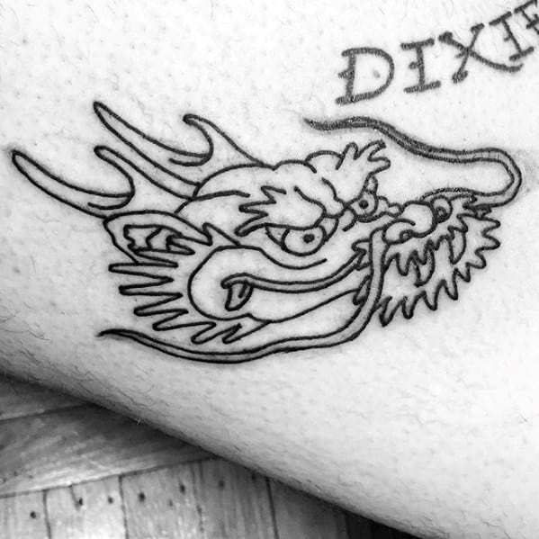 Simple Dragon Head Outline Tattoos For Males
