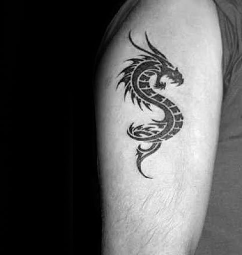 Simple Dragon Tattoos For Gentlemen On Uppper Arm