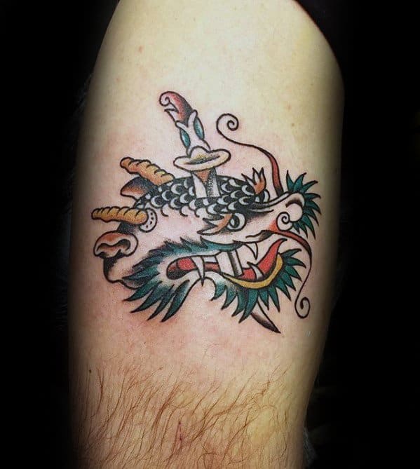 Simple Dragon Tattoos Guys On Thigh