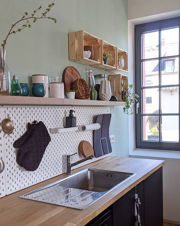 simple functional kitchen pegboard