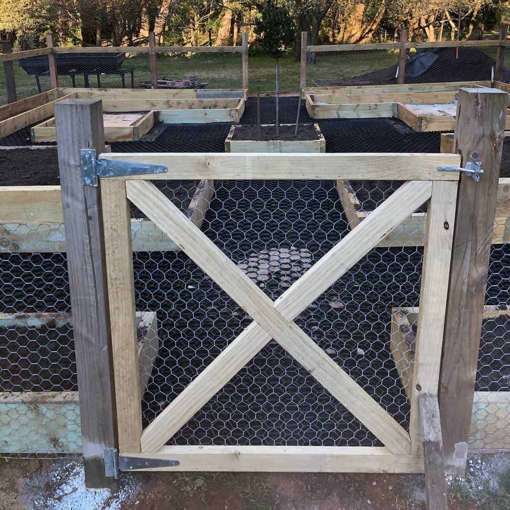 simple wood and wire mesh garden gate wood planters
