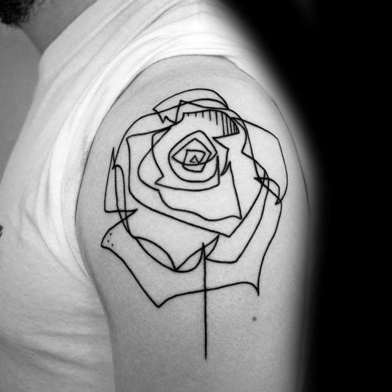 Simple Geometric Rose Guys Shoulder Cap Tattoo