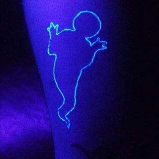Simple Ghost Outline Glow In The Dark Tattoo Ideas For Guys