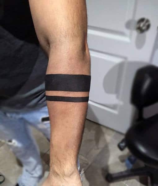 Simple Guys Armband Tattoo Of Two Solid Black Ines