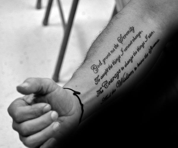 Simple Guys Serenity Prayer Inner Forearm Tattoos