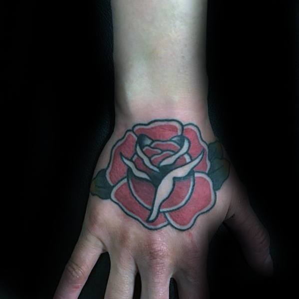 Simple Hand Tattoo Rose Flower Ideas On Guys