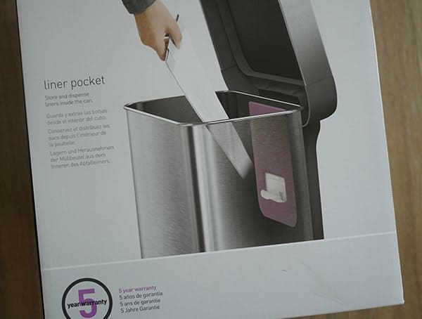 Simple Human 58 Liter Rectangular Trash Can Liner Pocket Details