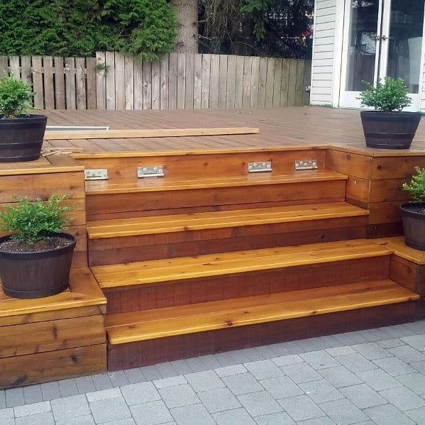deck stairs with hidden compartment