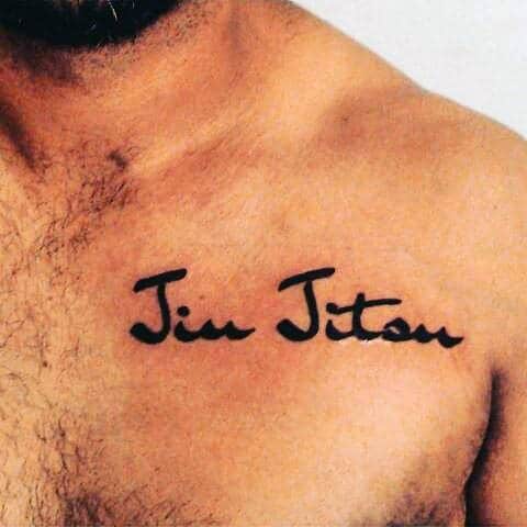 Simple Letters Jiu Jitsu Mens Upper Chest Tattoo