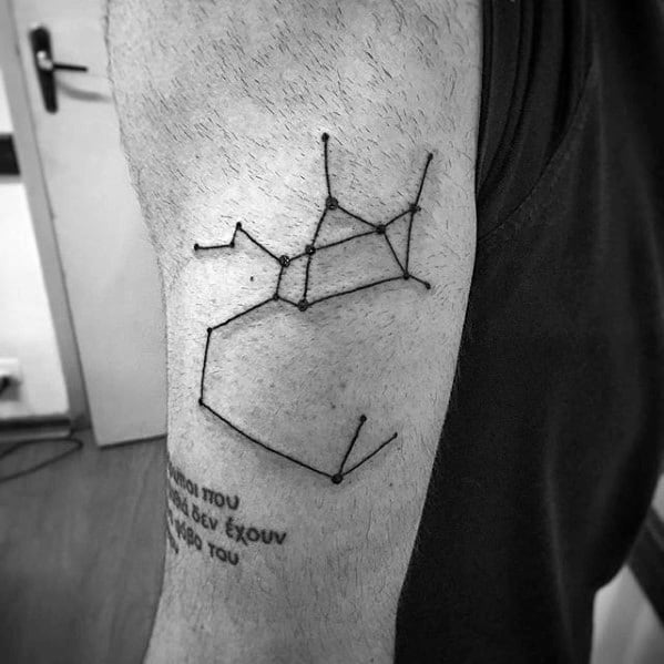Simple Line Constellation Star Tattoo For Guys On Outer Arm