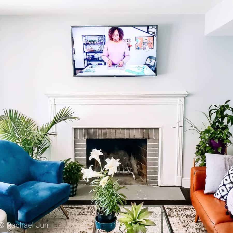 vintage style living room with accents sofas and fireplace 