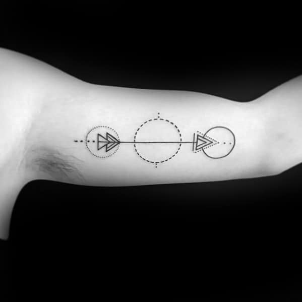Simple Male Inner Arm Bicep Geometric Arrow Tattoo Designs