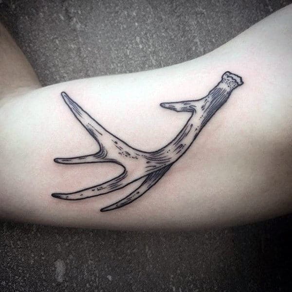 Simple Mens Antler Inner Bicep Tattoo Design