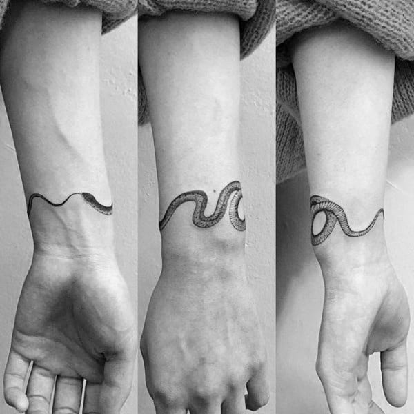 Simple Mens Snake Ouroboros Wrist Tattoos