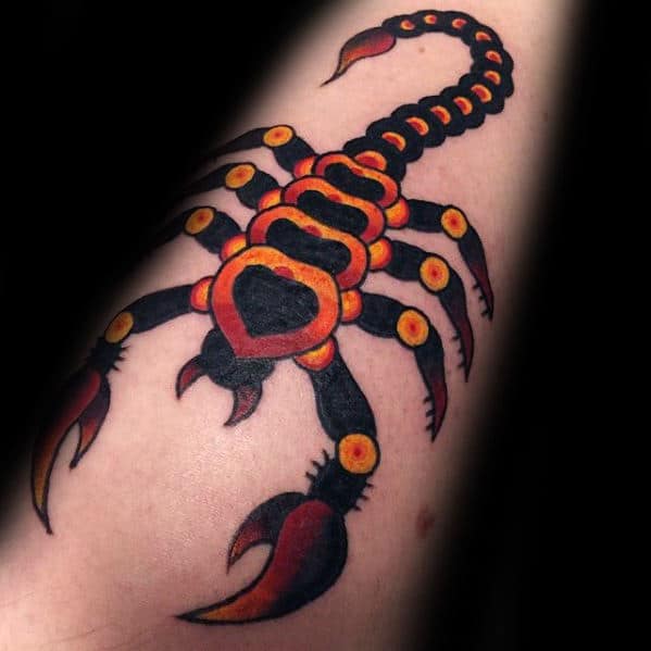 Simple Old School Traditional Scorpion Mens Inner Forearm Tattoo