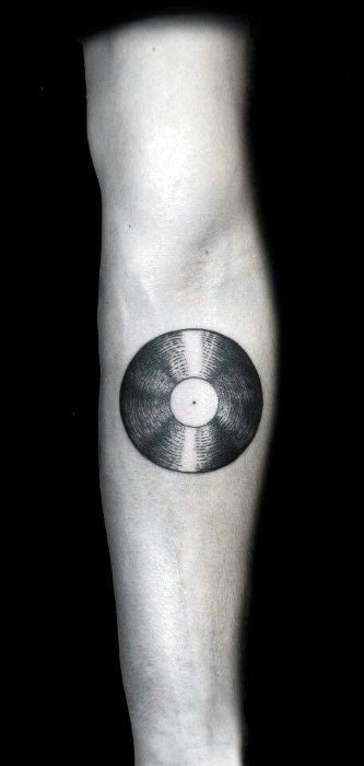 Simple Record Mens Music Inner Forearm Tattoo
