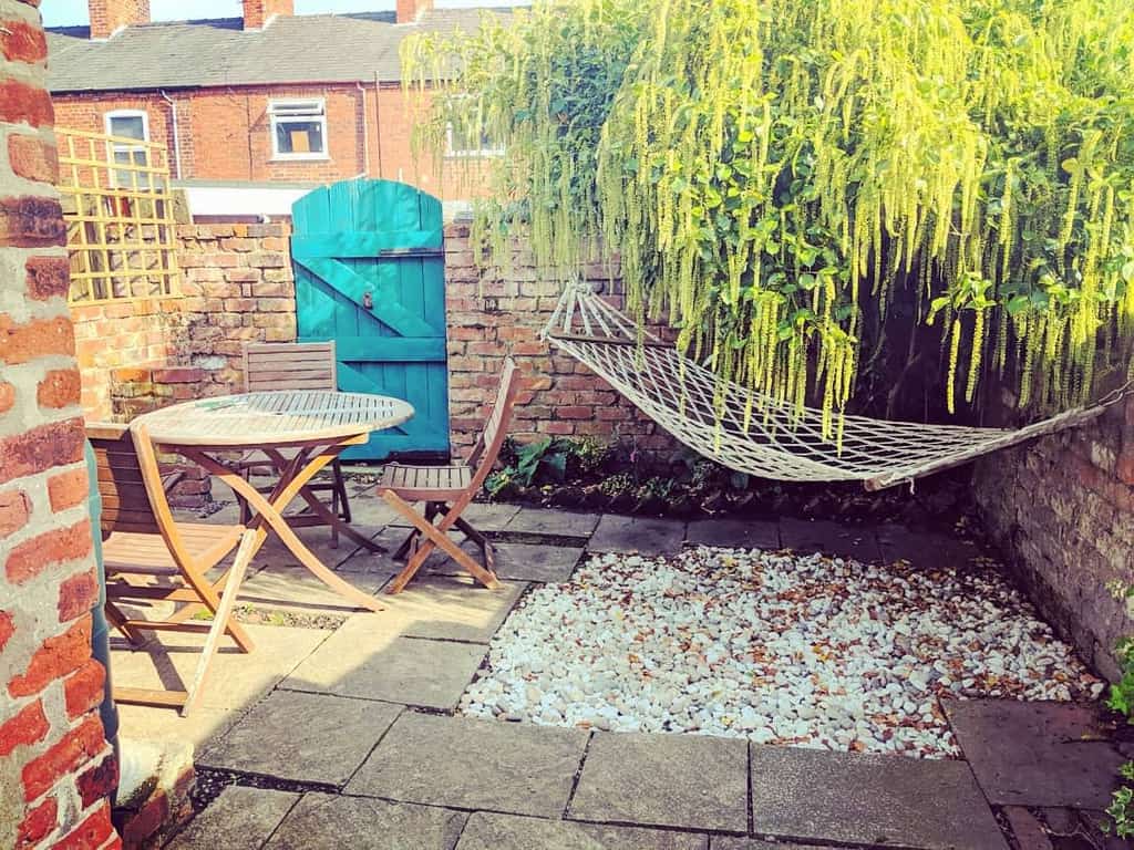simple small backyard with hammock