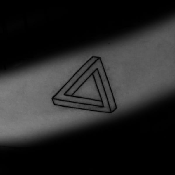 Simple Small Black Ink Outline Forearm Male Penrose Triangle Tattoo Ideas