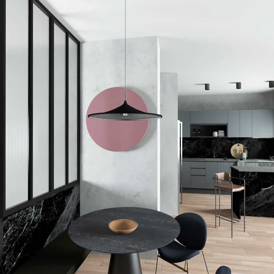modern dining room with black furniture