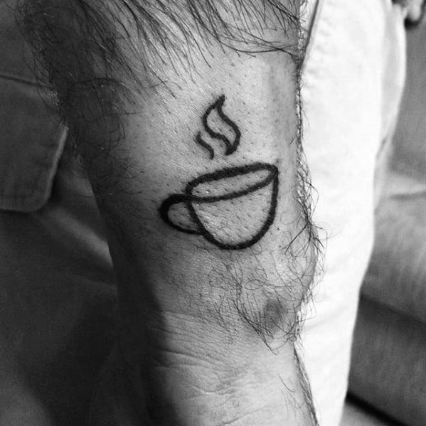 Simple Small Side Of Wrist Male Coffee Cup Tattoo Designs