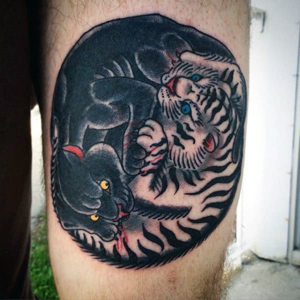 Simple Tiger Mens Yin Yang Tattoo