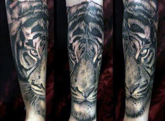 Simple Tiger Tattoo On Men