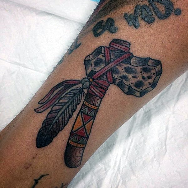 Simple Tomahawk Tattoo For Guys