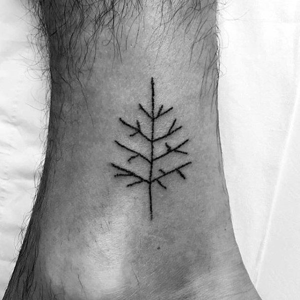 Simple Tree Branches Mens Lower Leg Tattoo Ideas