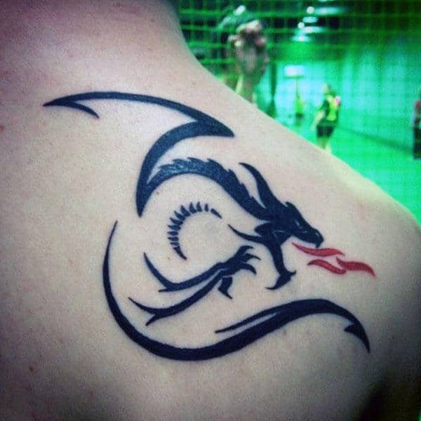 Simple Tribal Dragon Gentlemens Tattoo