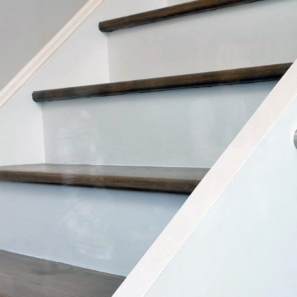 simple white painted wood design stair trim