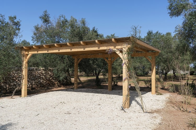 simple wooden roof carport