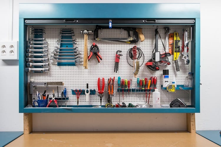 simple work shop garage pegboard