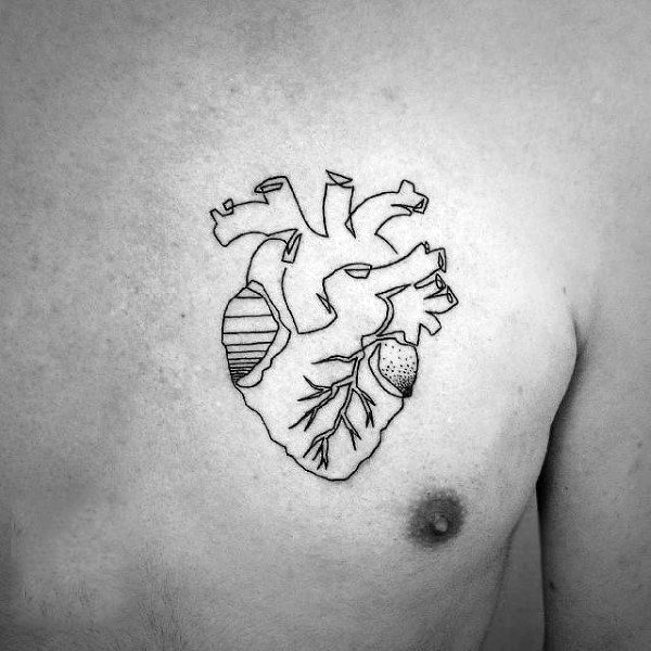 Single Heart Guys Tattoos Line