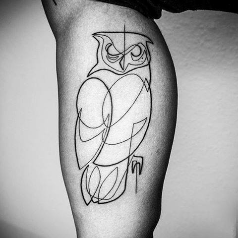 Single Owl Fine Line Tattooing For Guys