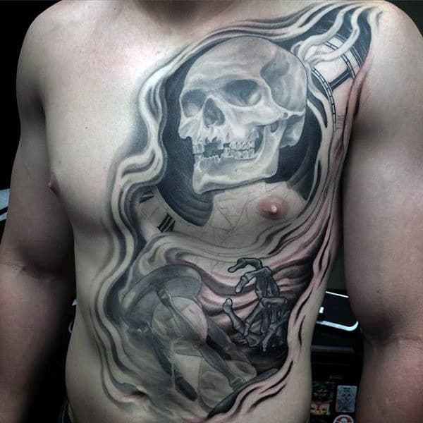 Skeleton Back Tattoo For Males On Chest
