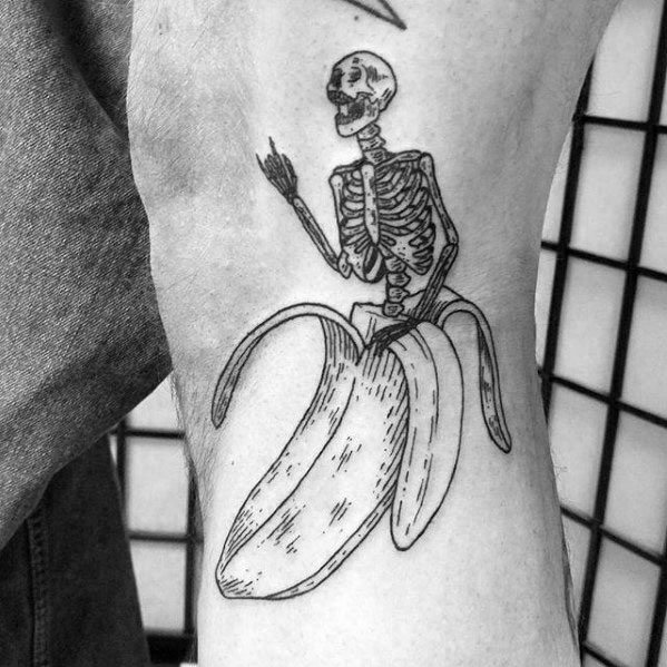 Skeleton Banana Male Thigh Tattoos