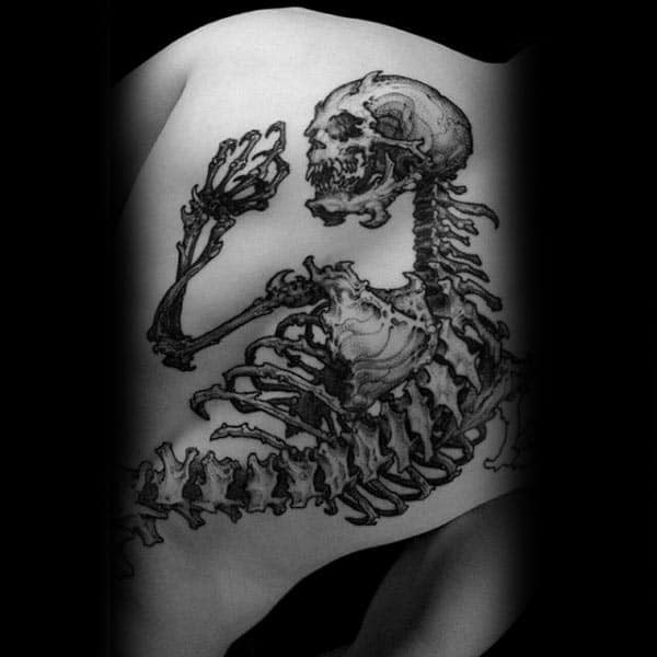 Skeleton Bones Mens Full Back Tattoo