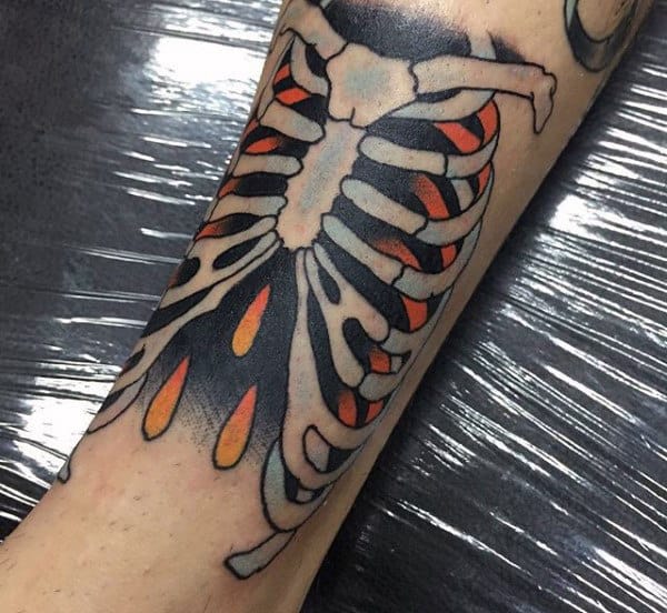 Skeleton Bones Rib Cage Tattoo For Guys