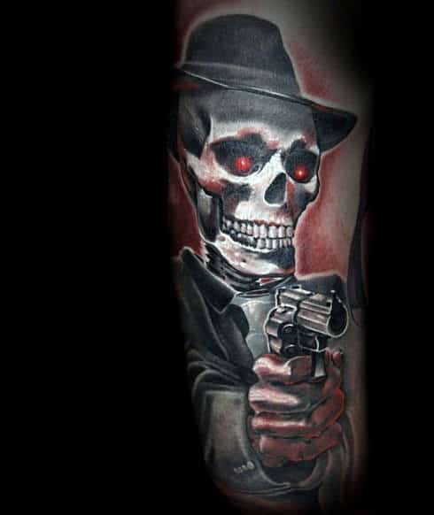Skeleton Guy's Gun Tattoo