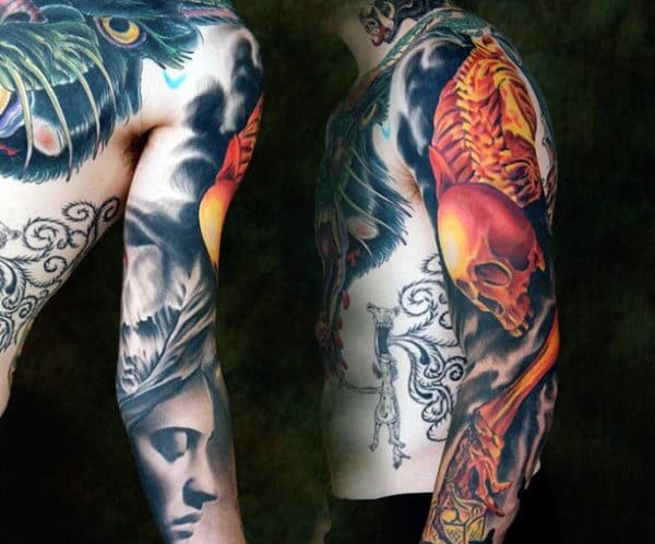 Skeleton Hands Tattoo For Men Sleeves