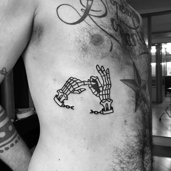 Skeleton Hands With Chains Male Simple Chest Tattoos