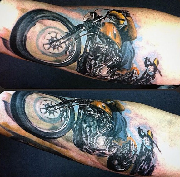 Skeleton Motorcycle Men's Tattoo