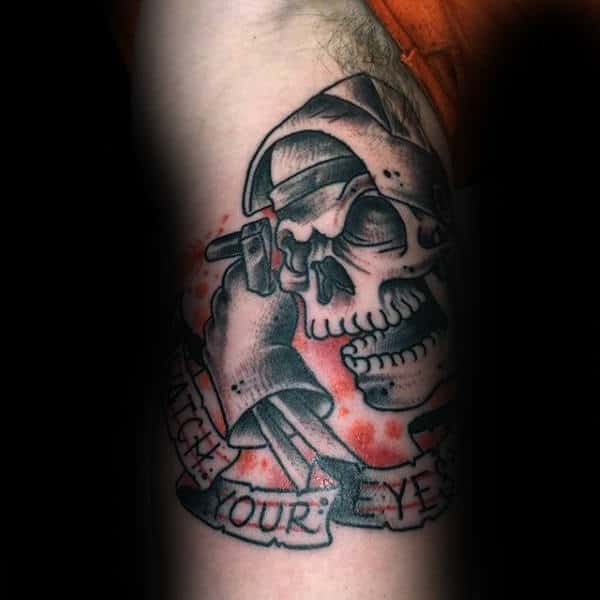 Skeleton Welding Male Inner Arm Tattoos