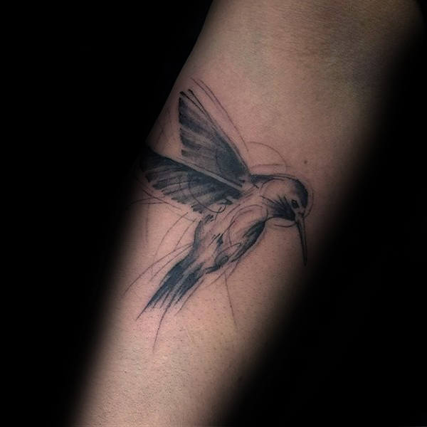 Sketched Guys Hummingbird Inner Forearm Tattoo Designs