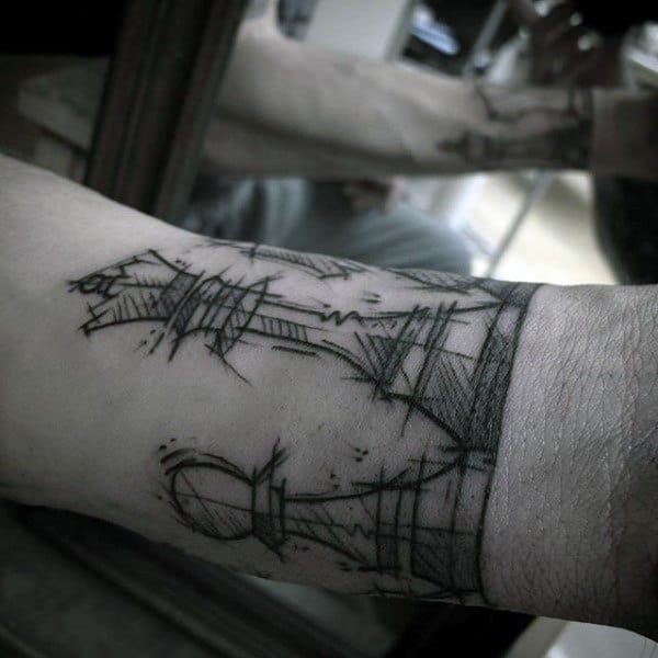 Sketched King Chess Piece Mens Armband Tattoo