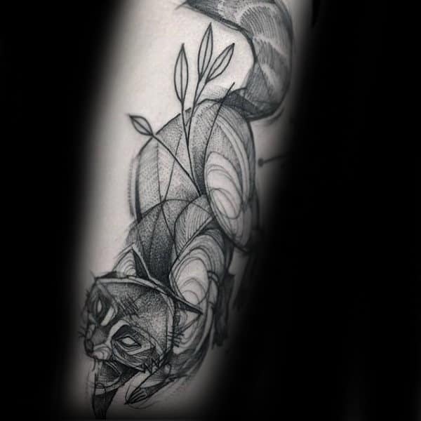 Sketched Shaded Male Raccoon Forearm Tattoo Designs